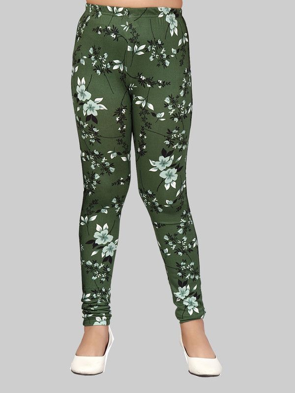 Aarika Churidar Length Western Wear Legging  (Green, Printed)