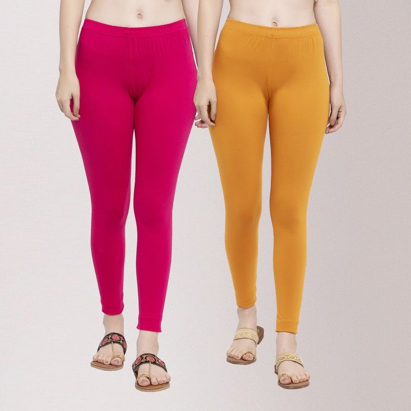 Ankle Length Western Wear Legging  (Gold, Pink, Solid)