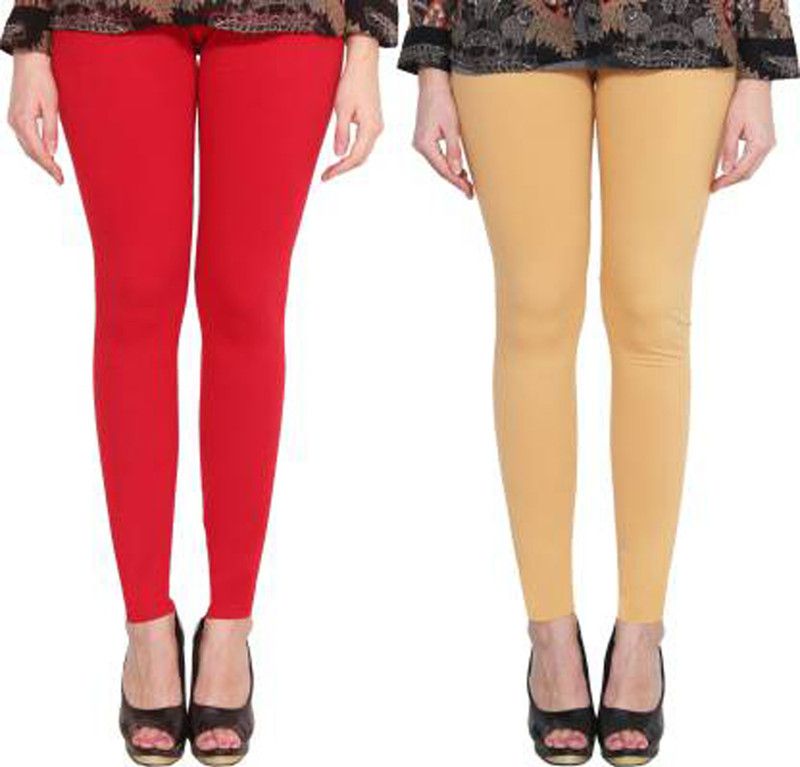 Western Wear Legging  (Beige, Red, Solid)