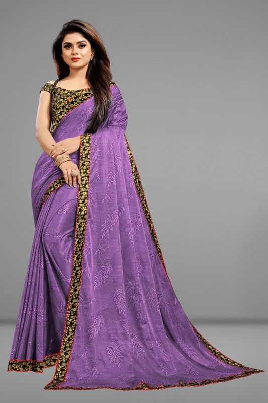 Fashion Lycra Blend, Jacquard Saree  (Purple)