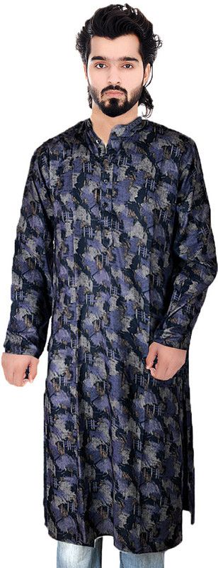 Men Printed Viscose Rayon Straight Kurta  (Multicolor)
