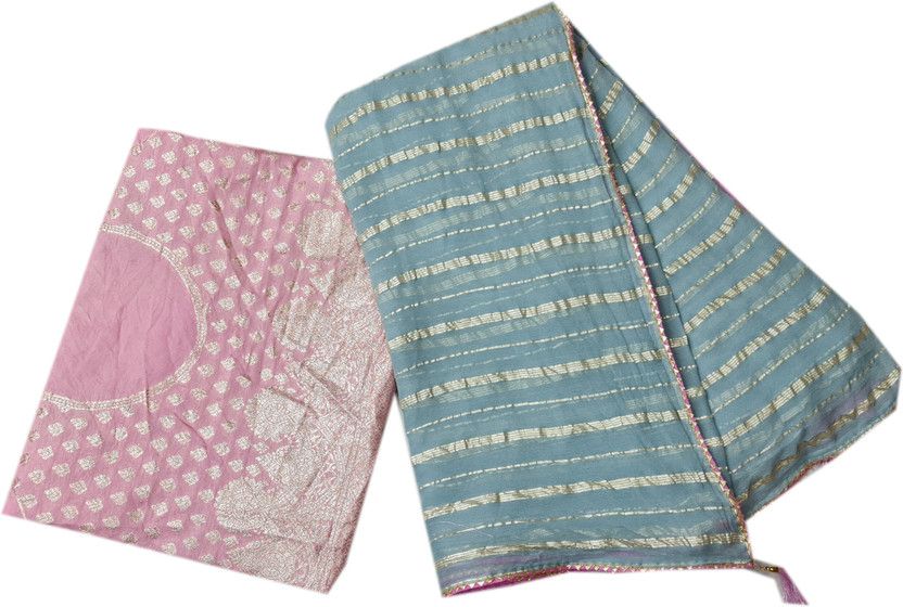 Striped, Woven, Solid/Plain Bollywood Viscose Rayon, Georgette Saree  (Pink, Grey)