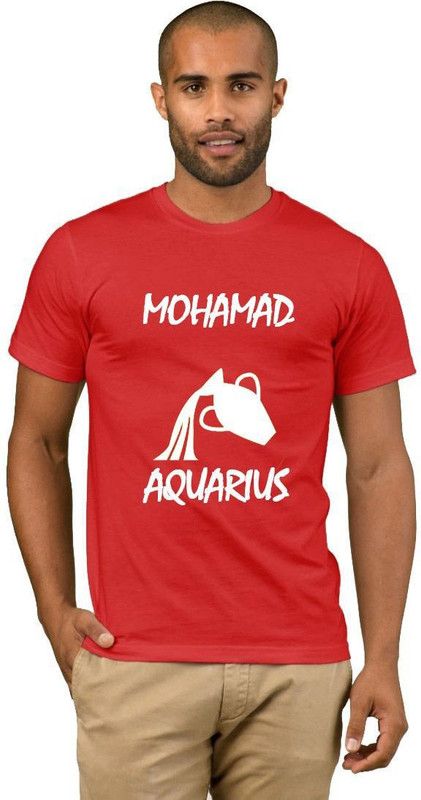 Mohamad Zodiac Aquarius Style Fashion V01 Men Printed Round Neck Cotton Blend Red T-Shirt