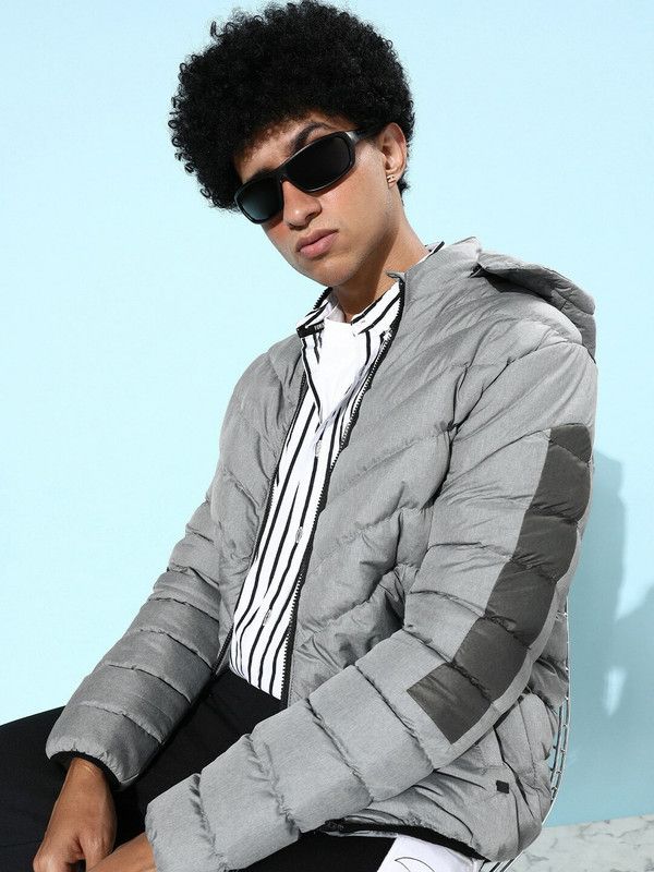 Men Solid Puffer Jacket