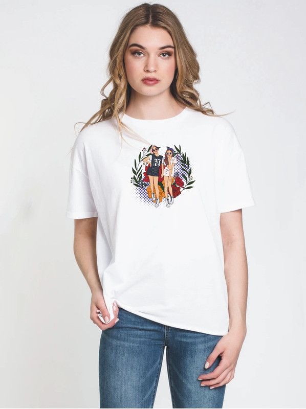 Women Graphic Print Round Neck Reversible Cotton Blend White T-Shirt