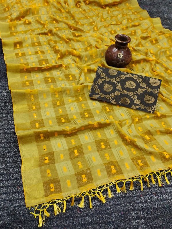 Bollywood Viscose Rayon Saree  (Yellow)