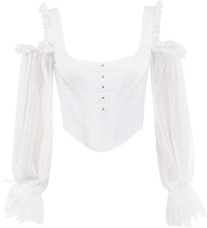 Casual Shoulder Straps Solid Women White Top