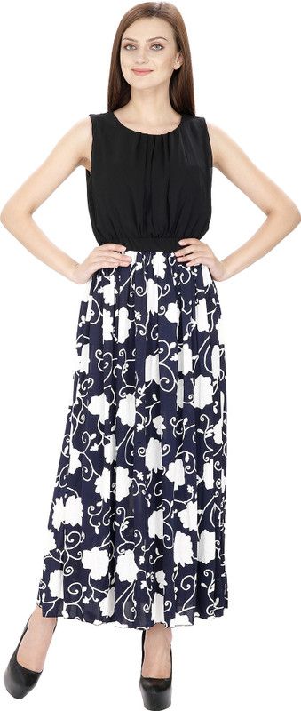 Women Blouson Dark Blue, White Dress