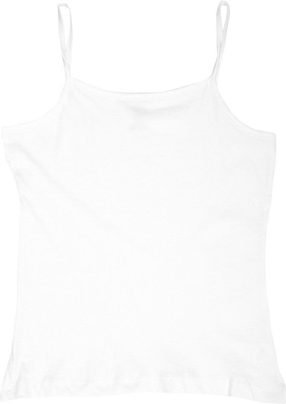 Girls Casual Cotton Blend Strap Top  (White, Pack of 1)