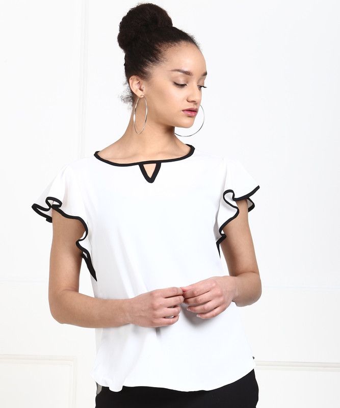 Formal Sleeveless Solid Women White Top