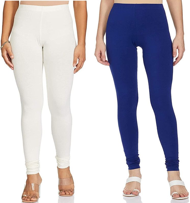 Churidar Length Ethnic Wear Legging  (White, Solid)