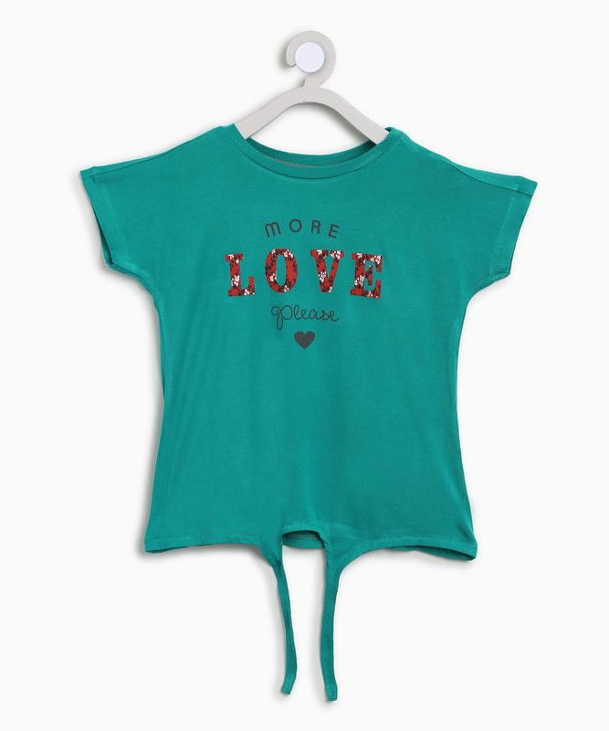 Girls Casual Cotton Blend Top  (Dark Green, Pack of 1)
