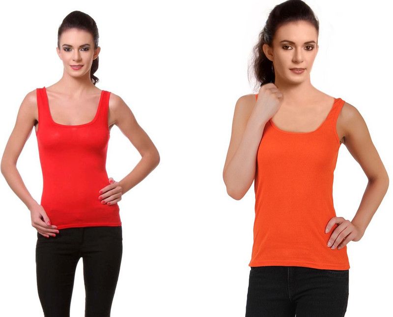Women Red, Orange Tank Top/Vest