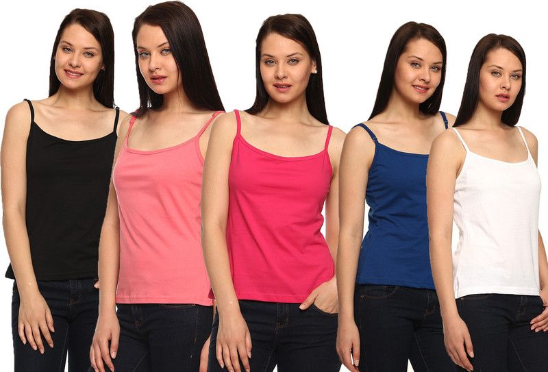 Pack of 5 Casual Solid Women White, Blue, Maroon, Black, Pink Top