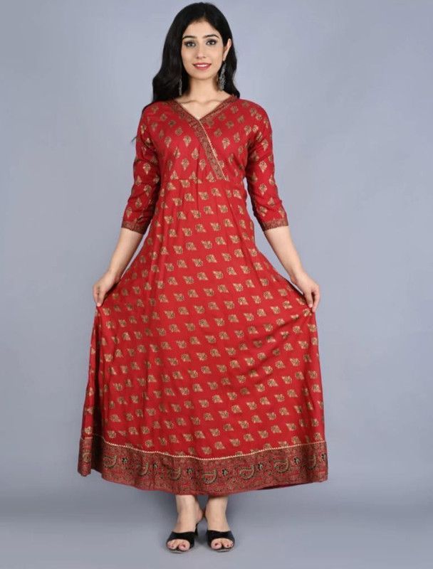 Women Applique Kurta  (Maroon)
