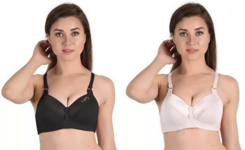 Pack of 2 Women Push-up Lightly Padded Bra  (Black, White)