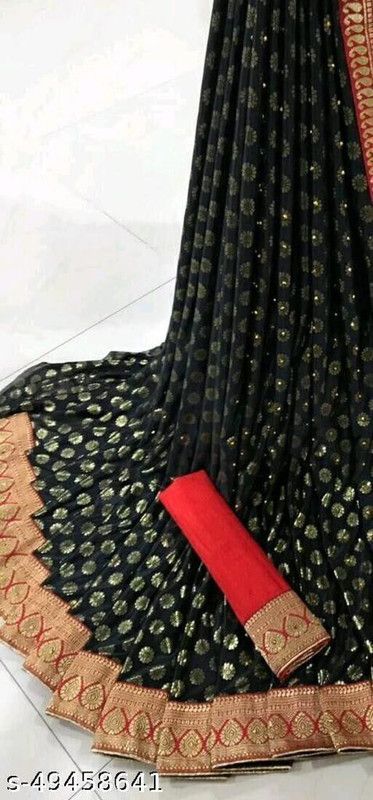 Printed Fashion Lycra Blend Saree  (Black)