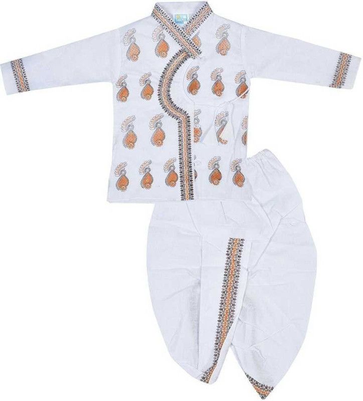 Baby Boys Casual Kurta Dhoti Pant  (White)