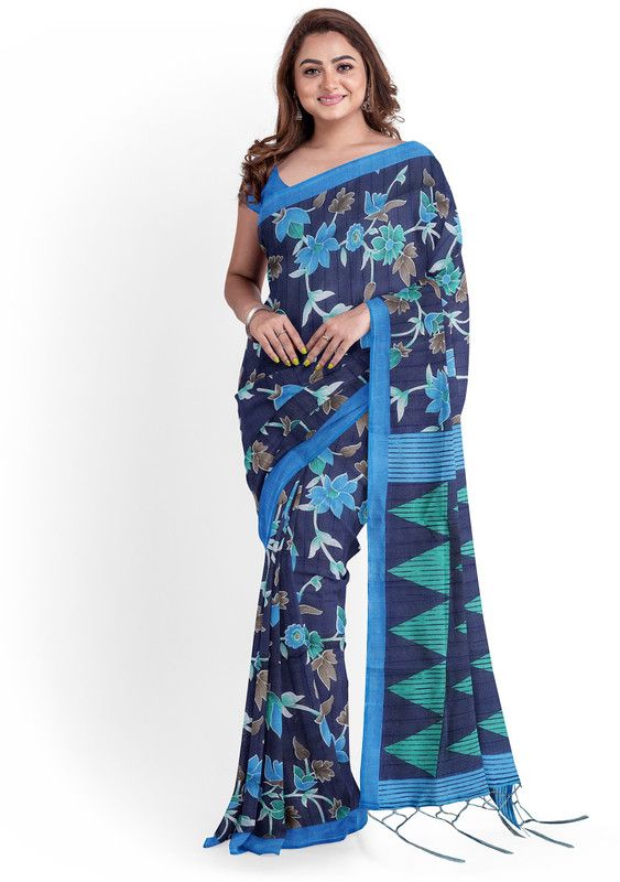 Printed Daily Wear Cotton Blend, Chanderi Saree  (Multicolor)