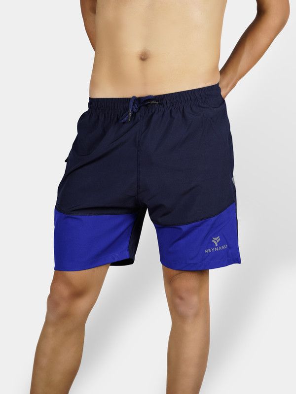 Color Block Men & Women Dark Blue Sports Shorts