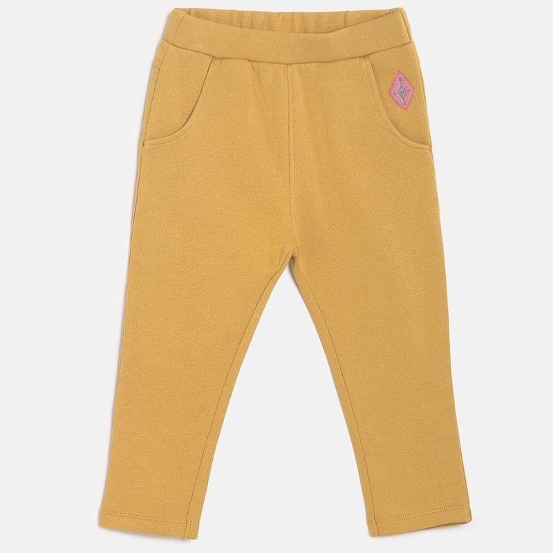 Baby Boys & Baby Girls Regular Fit Yellow Cotton Blend Trousers
