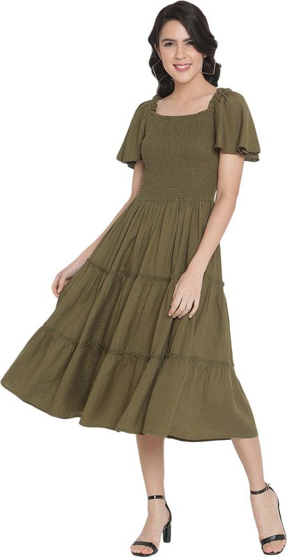 Women Ethnic Dress Dark Green Dress