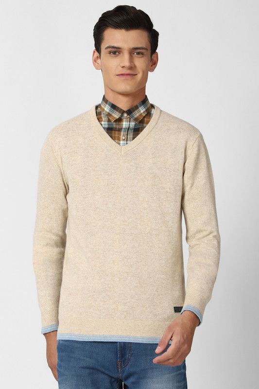 Men Solid Yellow Sweater