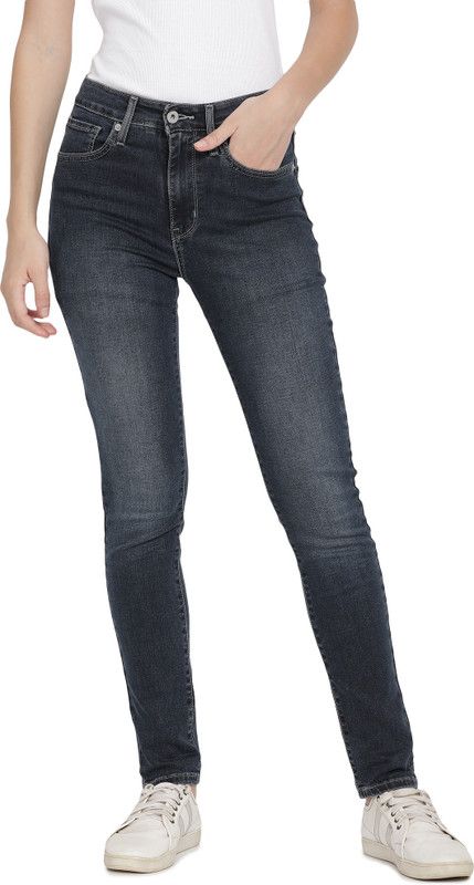 721 Women Skinny Mid Rise Black Jeans