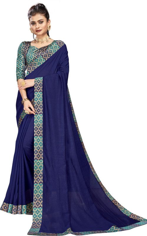 Solid/Plain Jamdani Art Silk Saree  (Dark Blue)