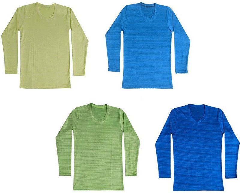 Boys Solid Polyester T Shirt  (Multicolor, Pack of 4)