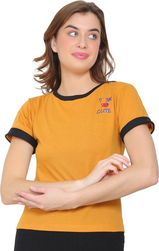 Embroidered Women Yellow T-Shirt