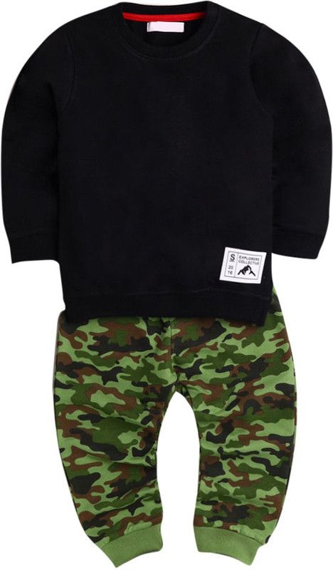 Boys Casual Sweatshirt Pyjama  (Black)