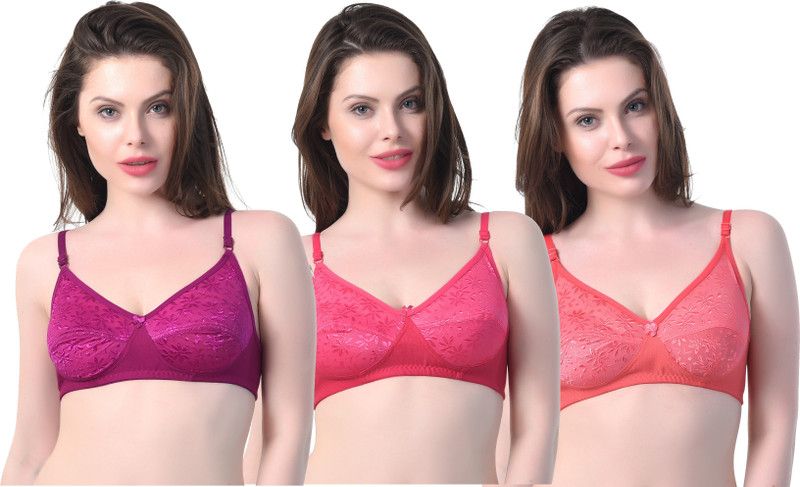 Pack of 3 Women T-Shirt Non Padded Bra  (Purple)