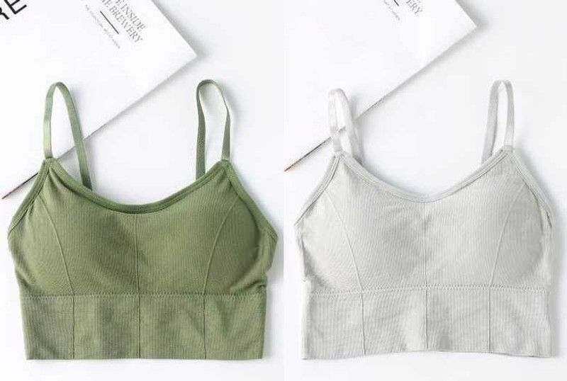 Pack of 2 Women T-Shirt Heavily Padded Bra  (Grey, Green)