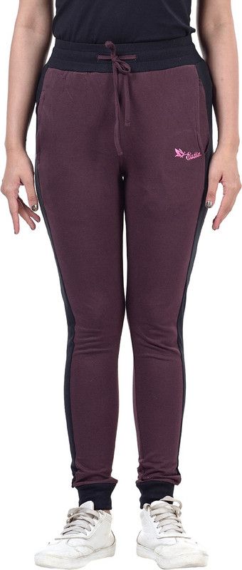 Women Colorblock Brown Track Pants
