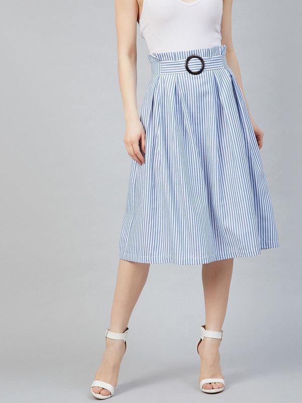Women Solid A-line Blue Skirt