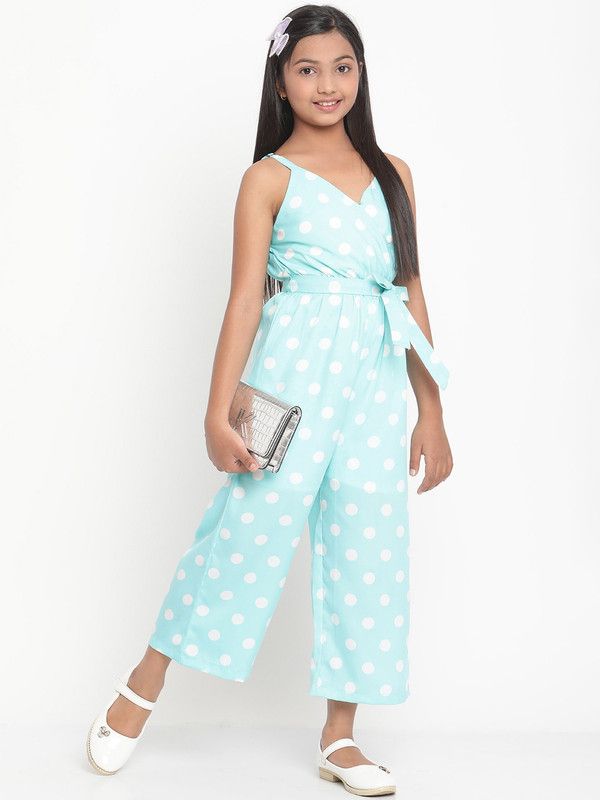 Polka Print Girls Jumpsuit