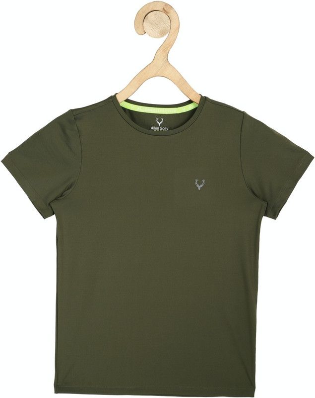 Boys Solid Polycotton T Shirt  (Green, Pack of 1)