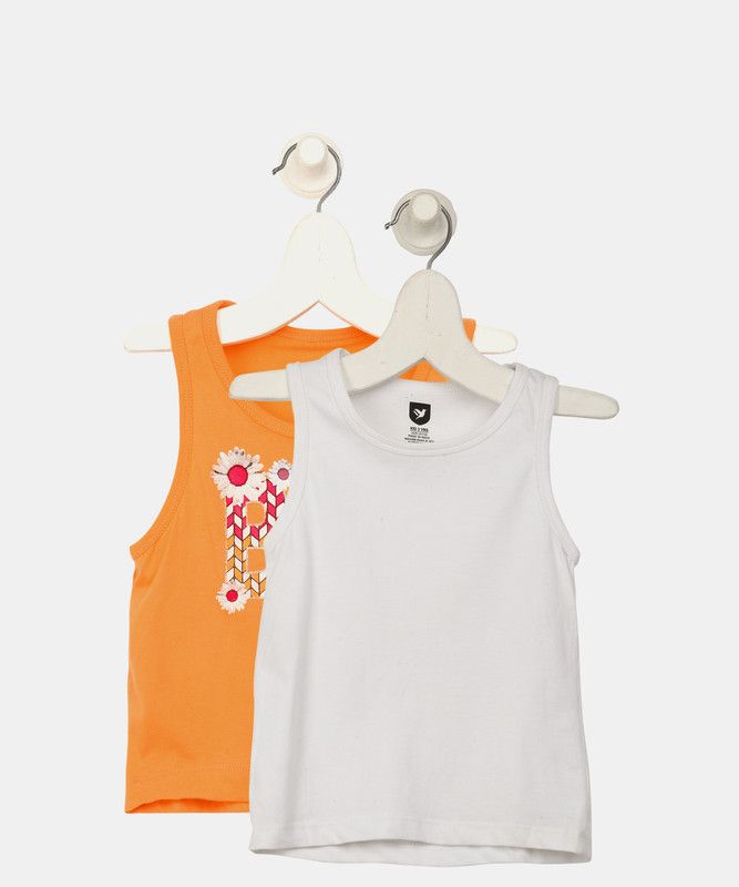 Girls Casual Cotton Blend Top  (Yellow, Pack of 2)