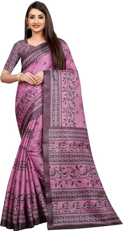 Printed Bollywood Pure Silk Saree  (Pink)