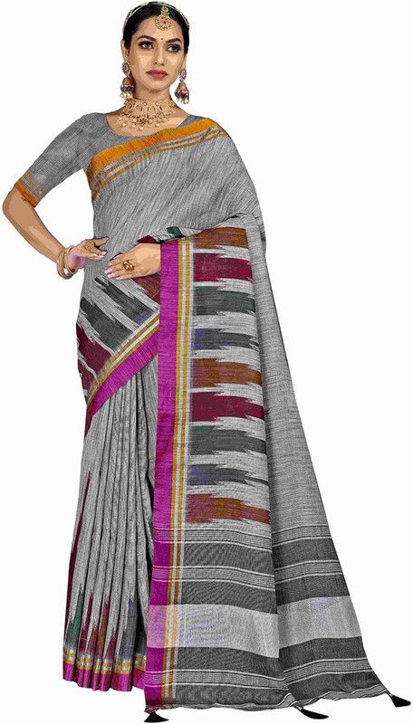 Daily Wear Cotton Silk Saree  (Grey)