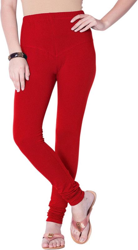 YIGIT Churidar Western Wear Legging  (Red, Solid)