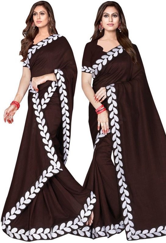 Solid/Plain Jamdani Silk Blend Saree  (Brown)