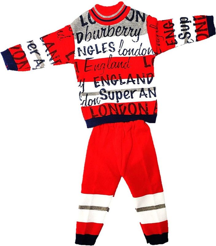 Baby Boys & Baby Girls Party(Festive) Sweater Pyjama  (Red)