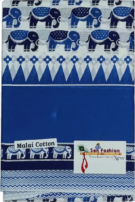 Animal Print Daily Wear Pure Cotton Saree  (Blue)