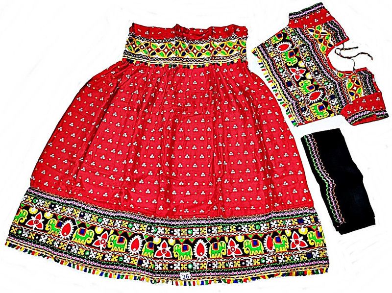 Indi Baby Girls Lehenga Choli Ethnic Wear Embroidered Lehenga, Choli and Dupatta Set  (Red, Pack of 2)