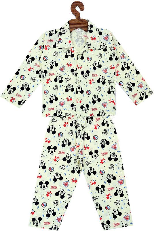 Baby Boys Printed Pure Cotton Kids Nightwear  (Yellow Pack of 1)