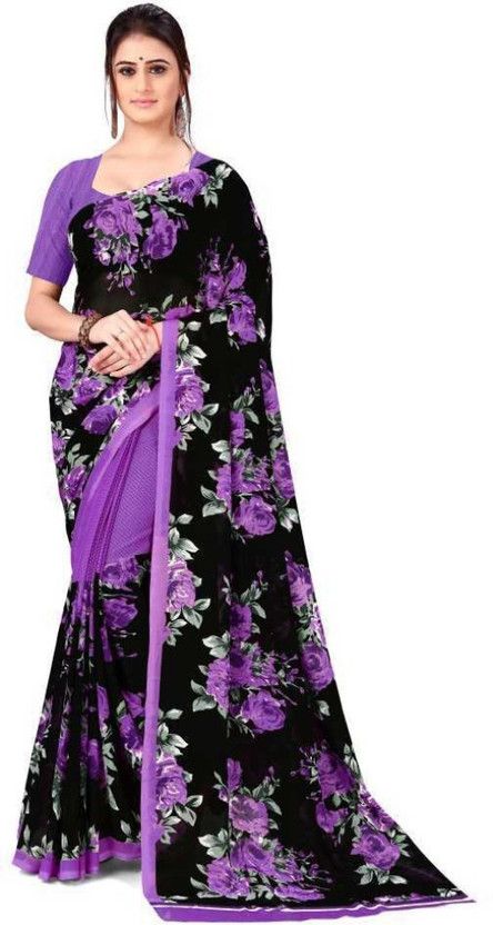 Printed Banarasi Cotton Blend Saree  (Multicolor)