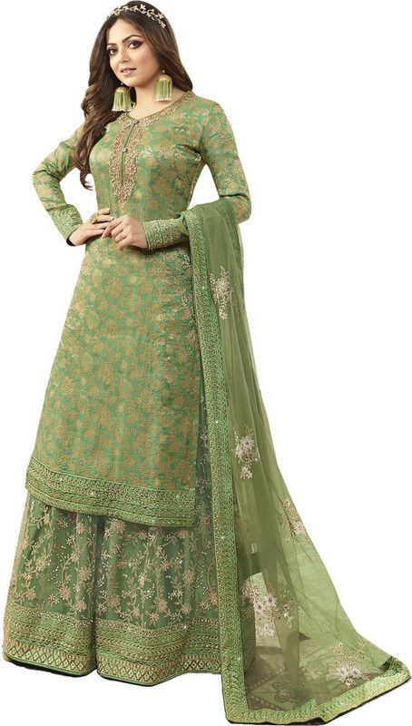 Unstitched Jacquard Kurta & Palazzo Material Embroidered