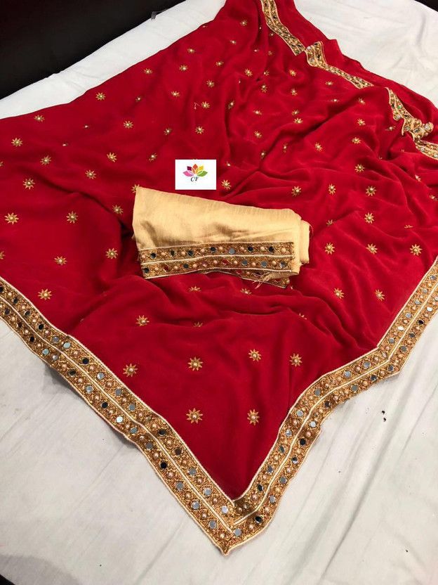 Embellished Bollywood Jacquard Saree  (Maroon)